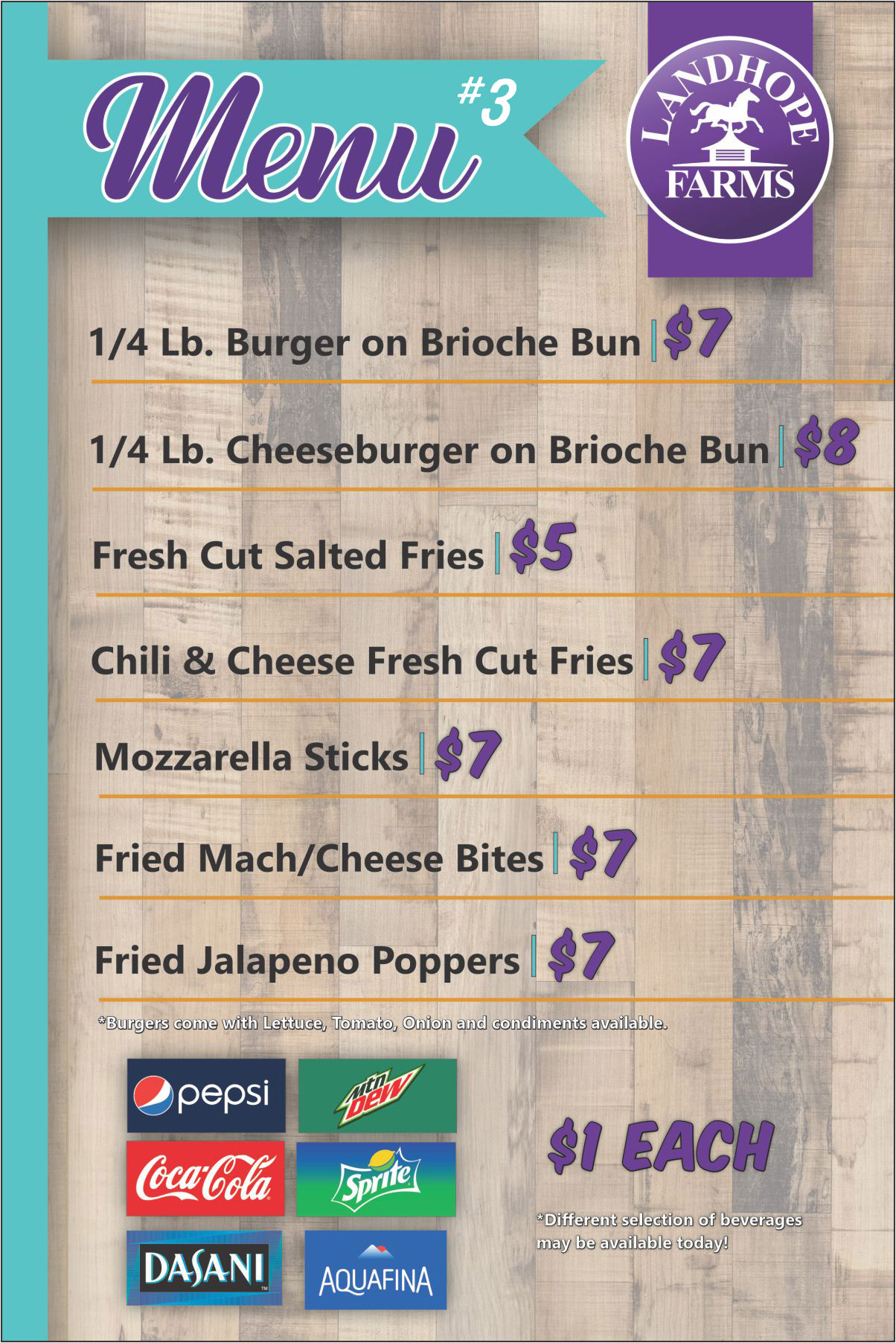 Landhope Food truck menu 3