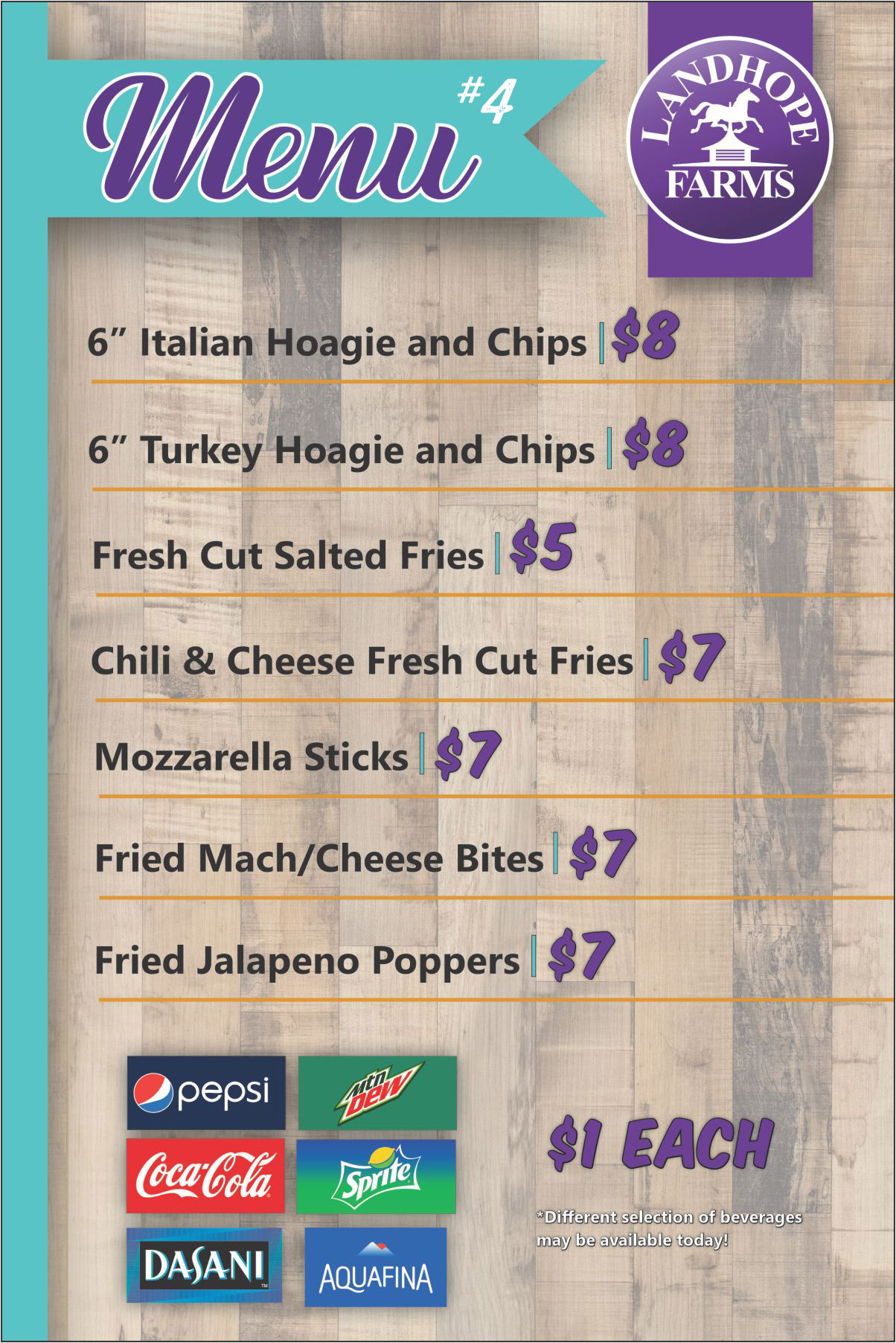 Landhope Food truck menu 4